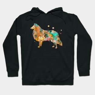 Collie Dog Watercolor Painting Hoodie